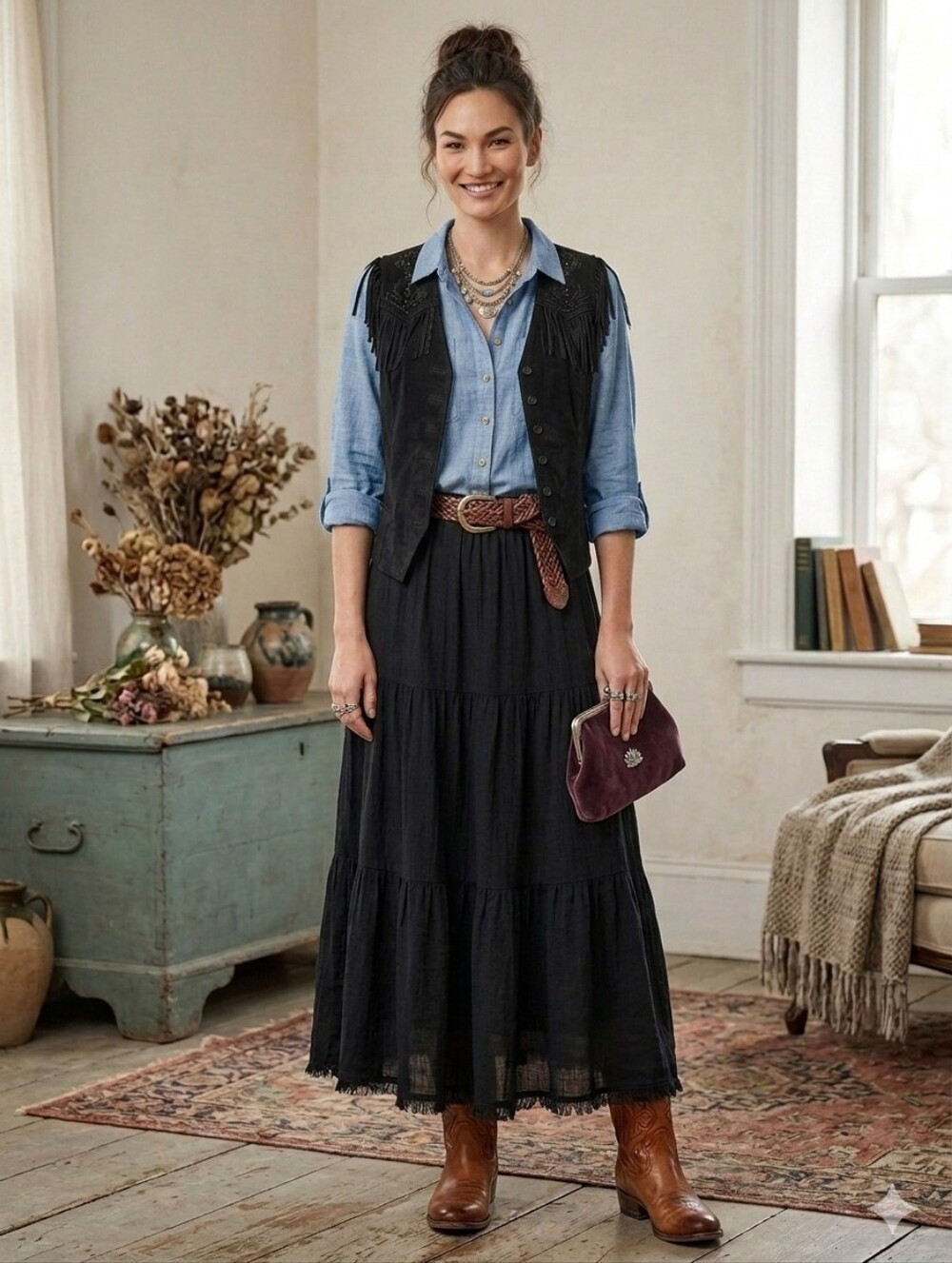 Vintage Womens BB Dakota Small Black Suede Vest - Classic Tailored Fit